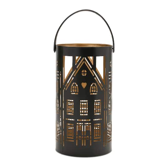 Punched Metal House Lantern Set